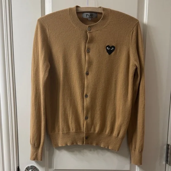 Comme des Garcons PLAY Tan Cashmere Cardigan Sweater Size L
